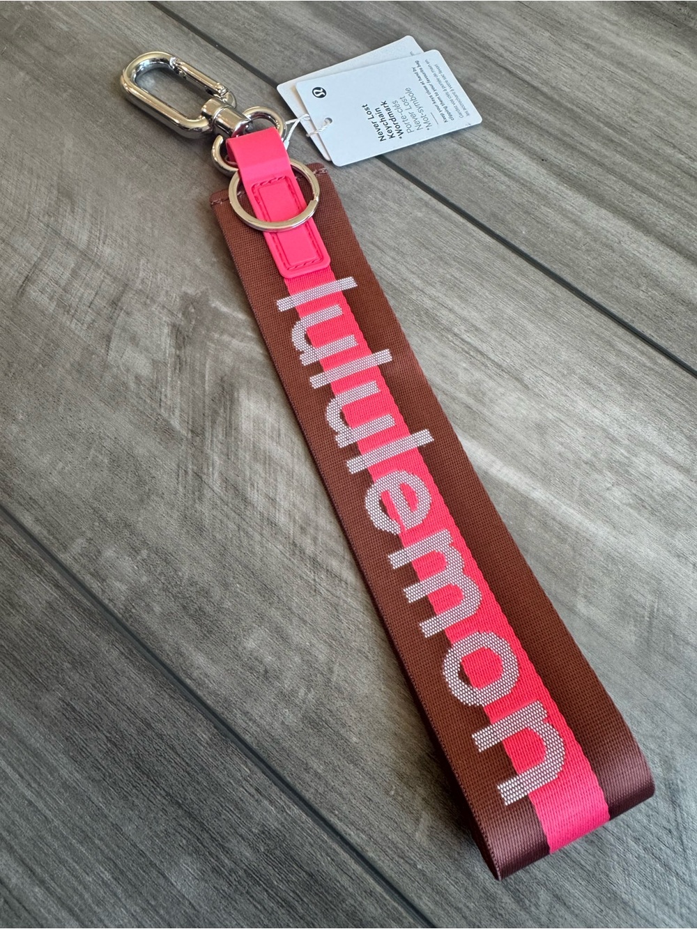 lululemon athletica Brown and Pink Logo Key Fob Strap